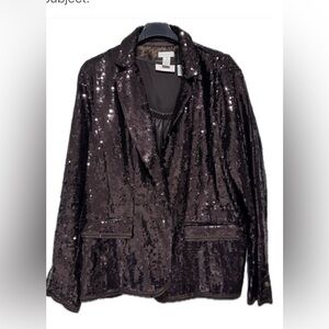Sequin Brown Blazer with matching satin Sleeveless top